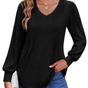 Fantaslook Long Sleeve V Neck Tunic Tops